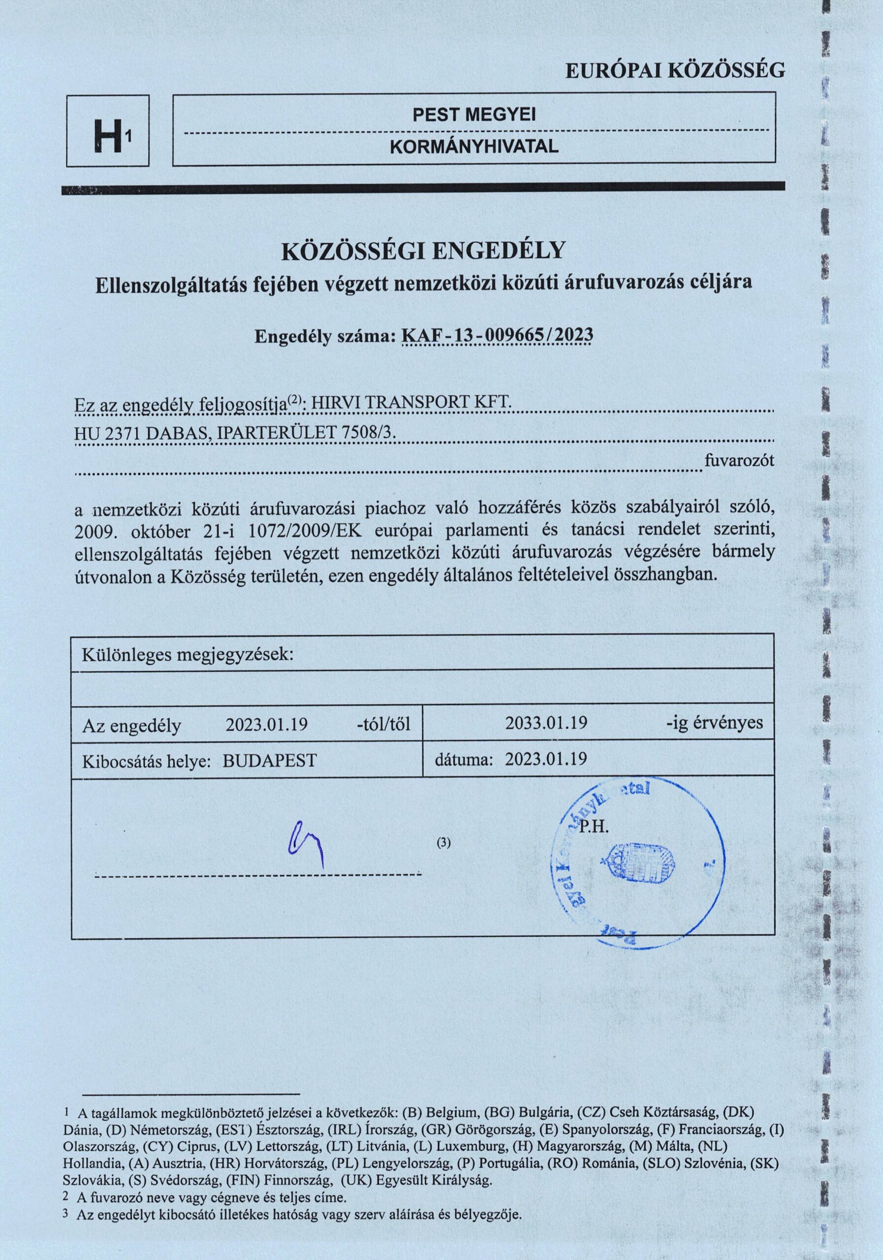 Közösségi fuvarozói engedély